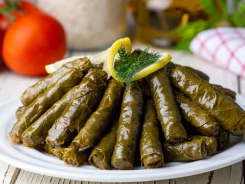Dolmades, stuffed vine leaves